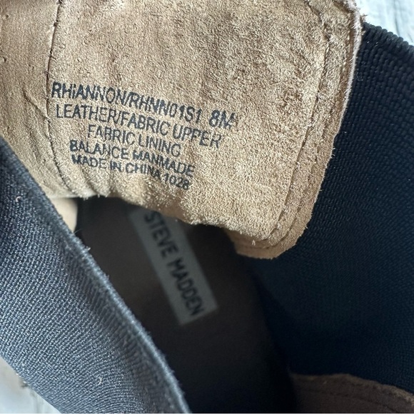 NEW Steve Madden Rhiannon Chelsea Tan Suede Block Heel Ankle Boots #252 - Picture 11 of 12